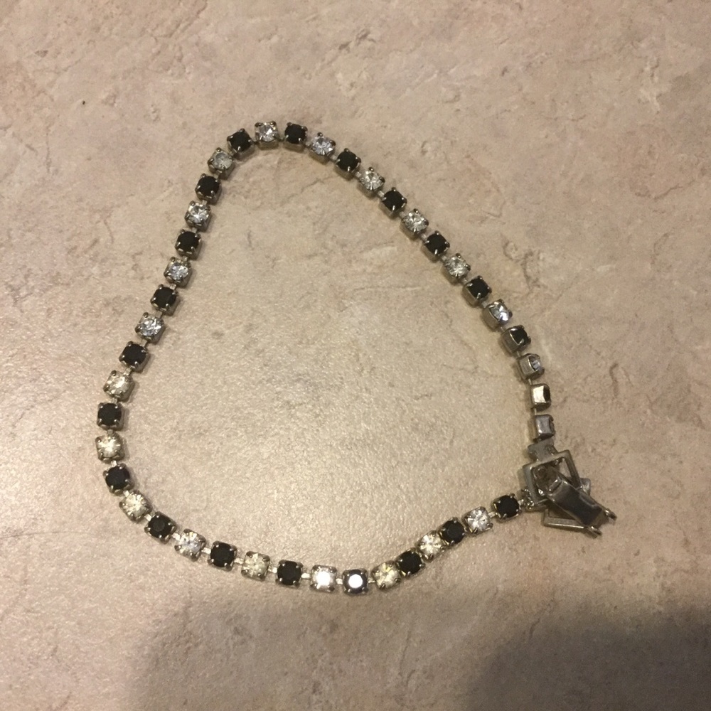 Black and clear rhinestone bracelet